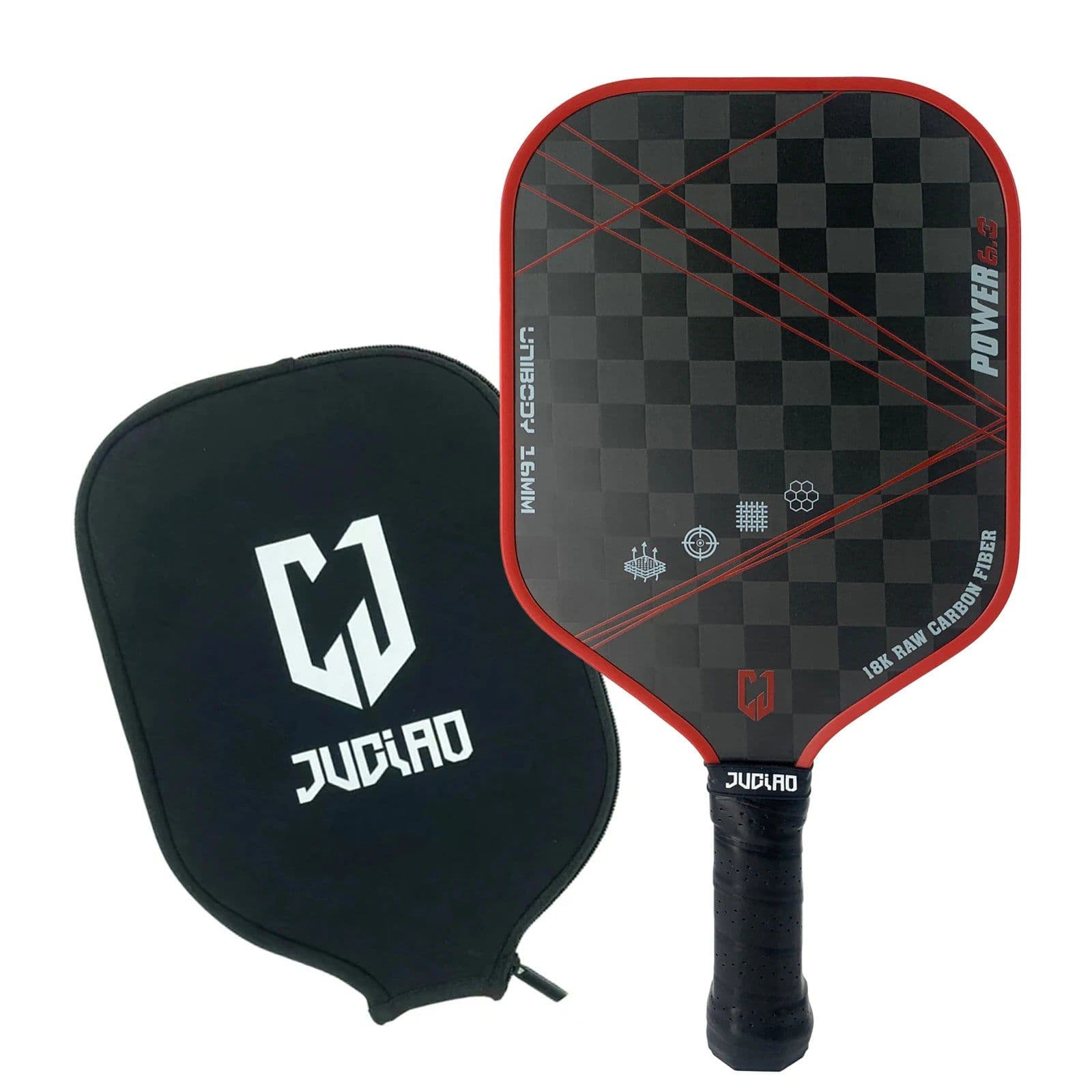 image-Thermoformed 18K Raw Carbon Fiber Surface For Spin And Control Foam Injected Edges Wide-Body Pickleball Paddle