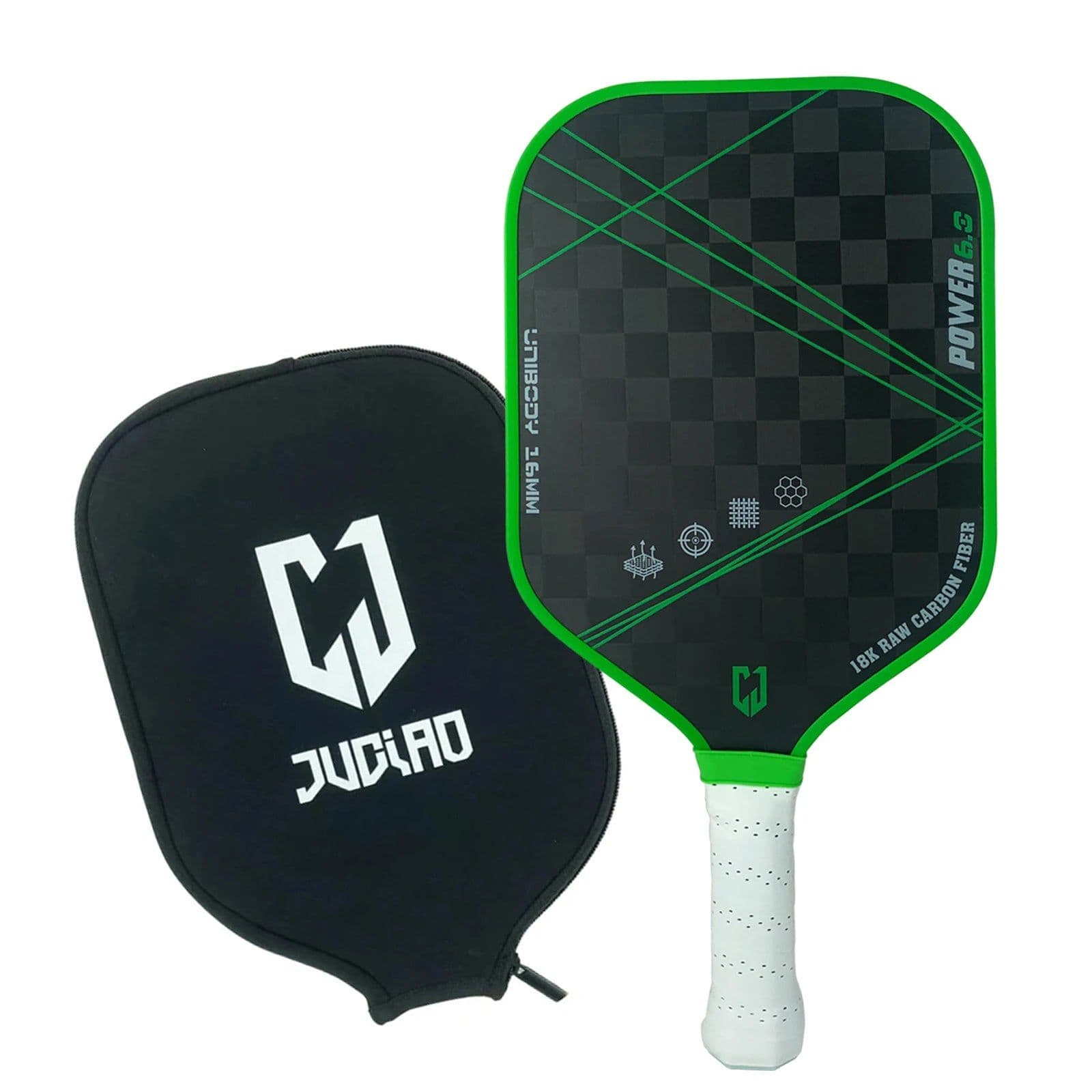 image-Thermoformed 18K Raw Carbon Fiber Surface For Spin And Control Foam Injected Edges Wide-Body Pickleball Paddle