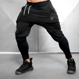 image-Men's Slim Fit Workout Pants - Black/Gray, Low Waist, M-XXL