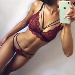 image-Yunwei Lace Lingerie - Black XL