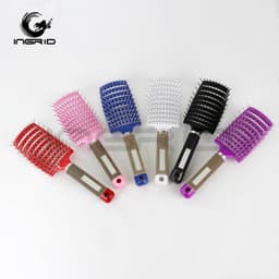 image-Large curved comb ribs comb boar bristle curved massage comb nine-row comb shape curly hair plastic smooth hair comb