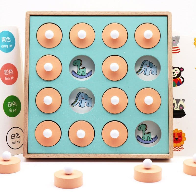 image-Memory Match Chess Game 3D Puzzles Wooden Early Educational Family Party Casual Interaction Game Toy For Children Kid
