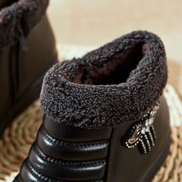 image-Women's Cotton Shoes - Dark Brown Winter Casual Flat