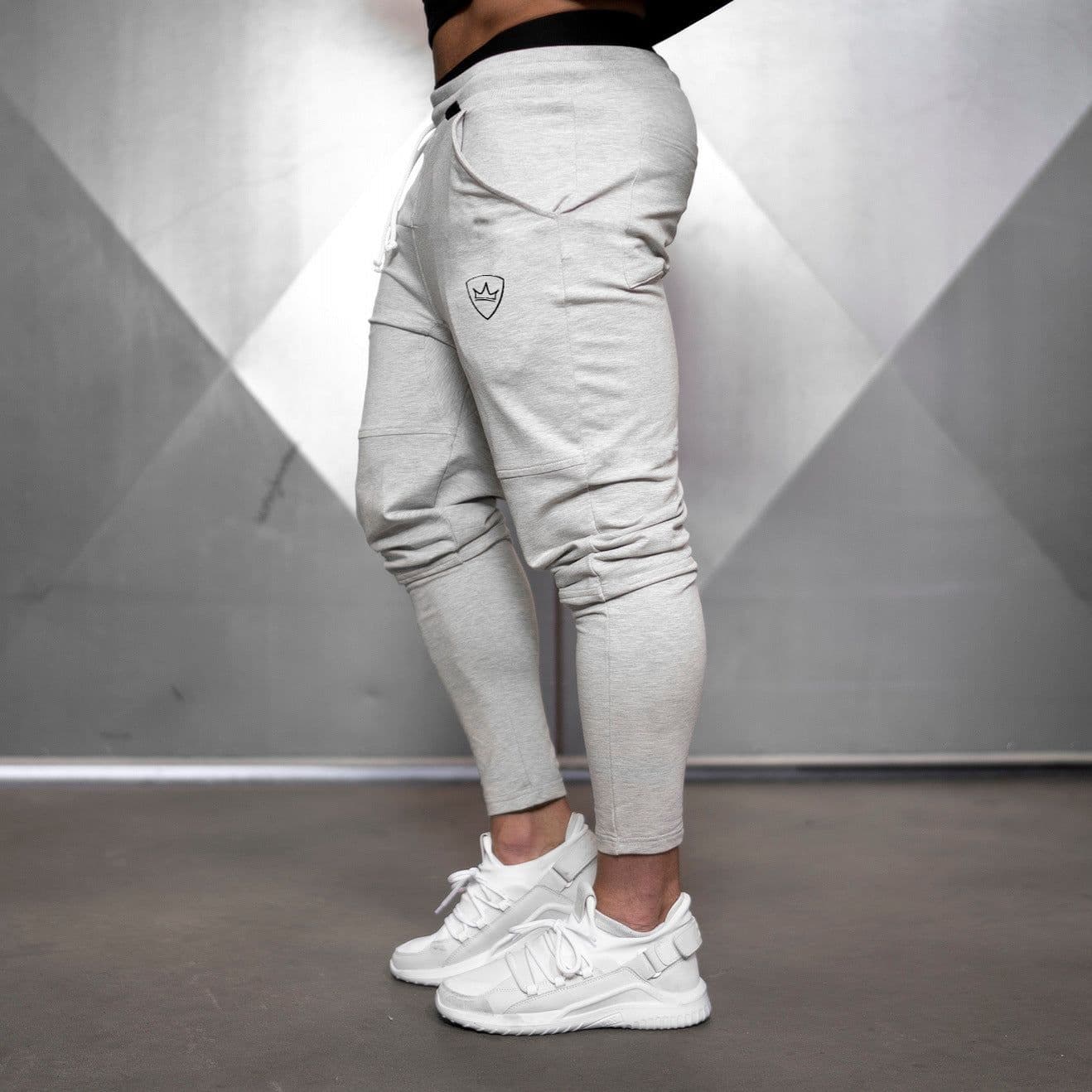image-Men's Slim Fit Workout Pants - Black/Gray, Low Waist, M-XXL