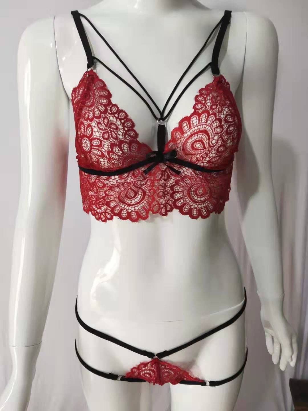 image-Yunwei Lace Lingerie - Black XL
