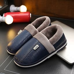 image-Cotton Slippers - Navy Blue Small Size