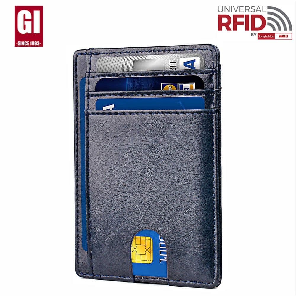image-Genuine Leather RFID Card Holder - Black 8 Slot