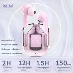 image-Original T2 Wireless Bluetooth Earphone Transparent HIFI Headphones LED Power Digital Display Stereo Sound Earphones for Xiaomi