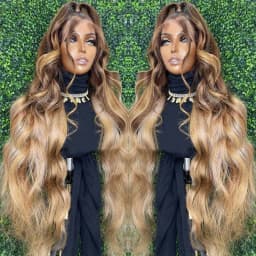 image-250% Body Wave Glueless Wig Highlight Ombre 7x5 Lace Frontal Wig Brazilian 4/27 Color Ready To Go 13x4 Human Hair Wigs For Women