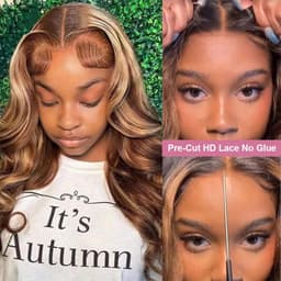 image-250% Body Wave Glueless Wig Highlight Ombre 7x5 Lace Frontal Wig Brazilian 4/27 Color Ready To Go 13x4 Human Hair Wigs For Women