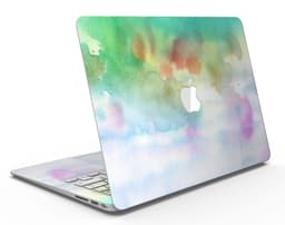 image-Green to Pink Absorbed Watercolor Texture - MacBook Air Skin Kit
