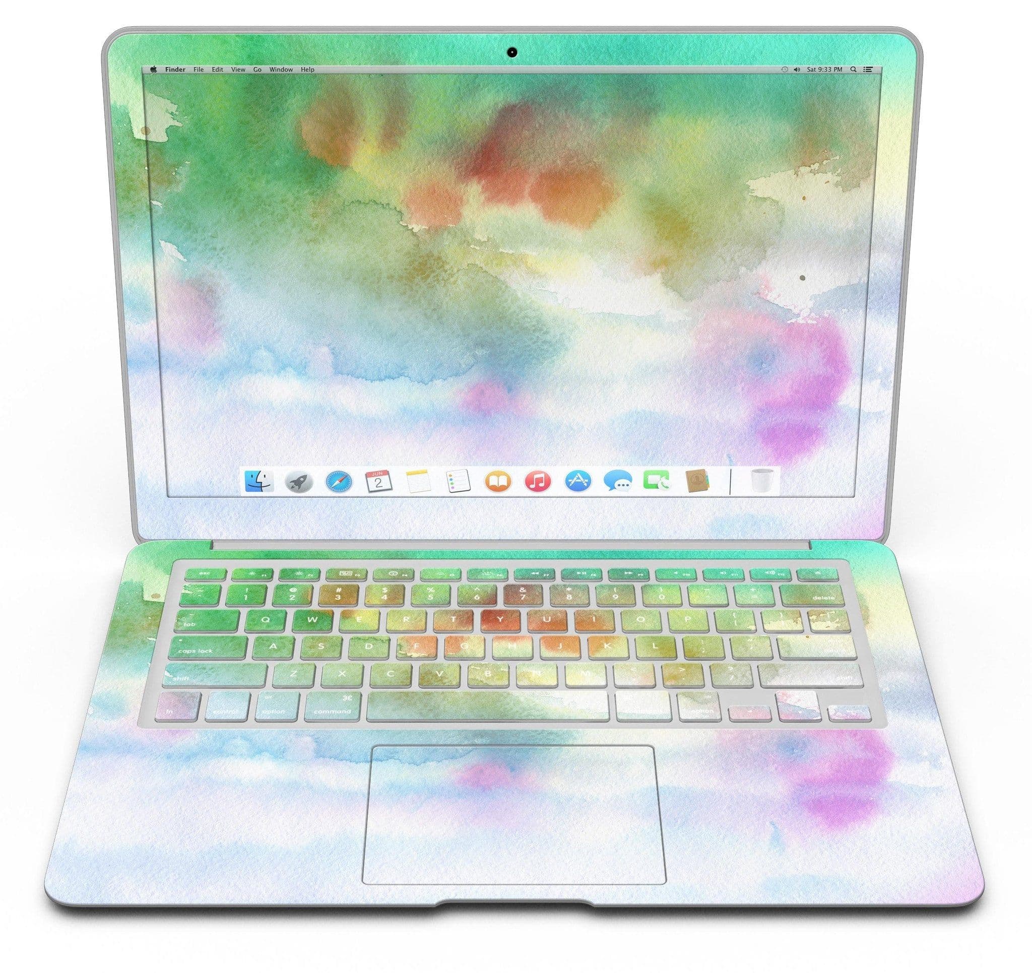 image-Green to Pink Absorbed Watercolor Texture - MacBook Air Skin Kit