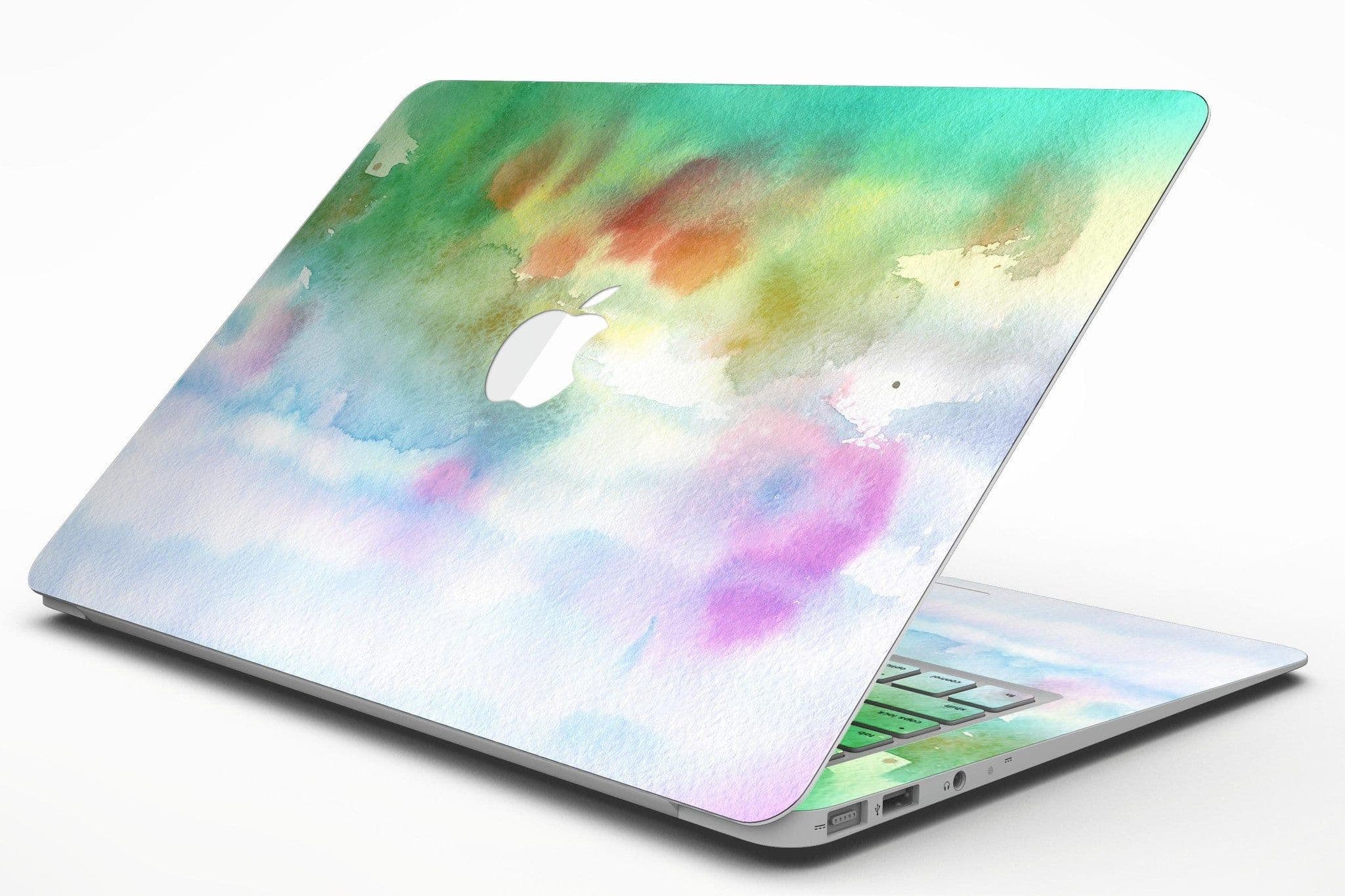 image-Green to Pink Absorbed Watercolor Texture - MacBook Air Skin Kit
