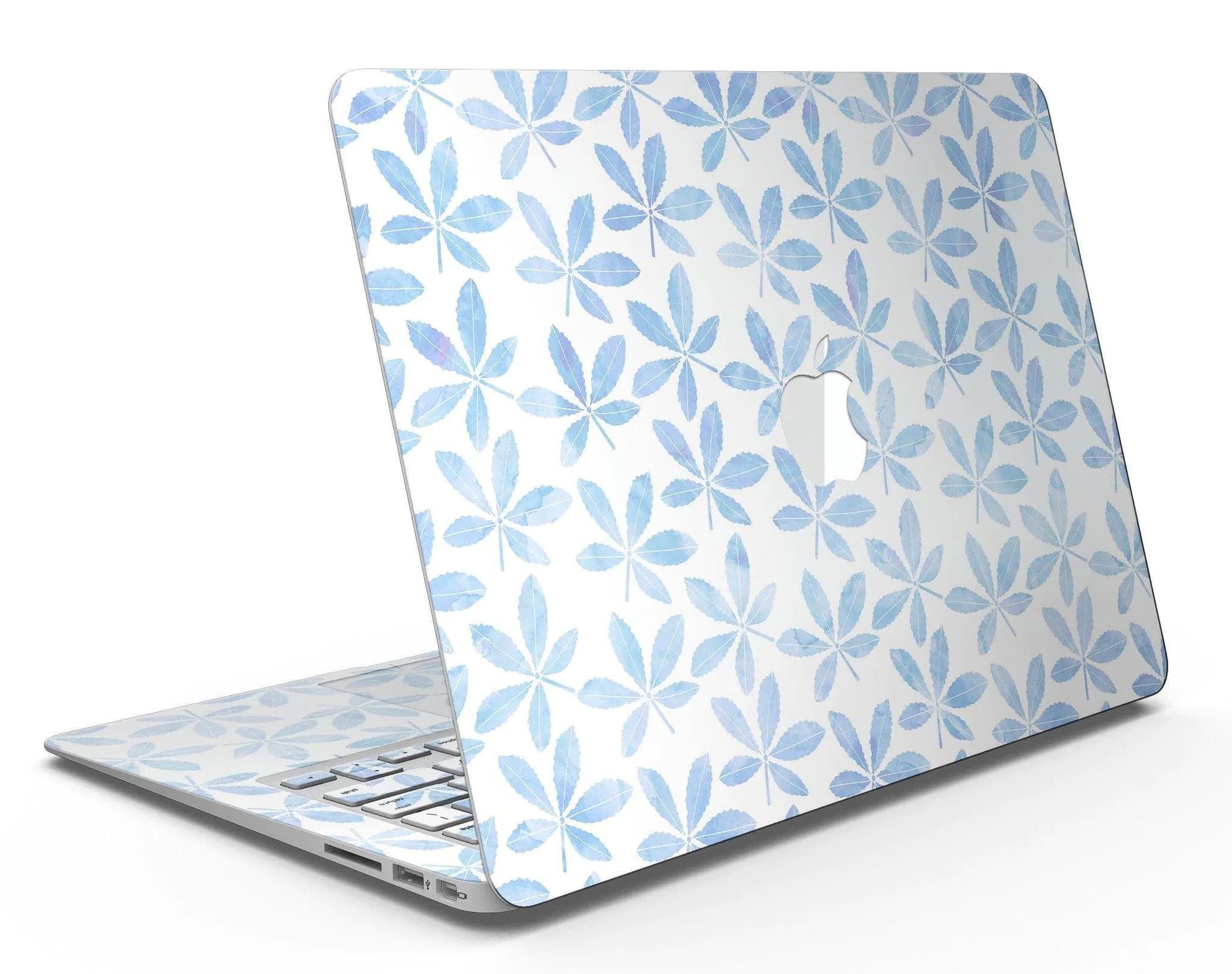 image-Blue Watercolor Leaves - MacBook Air Skin Kit
