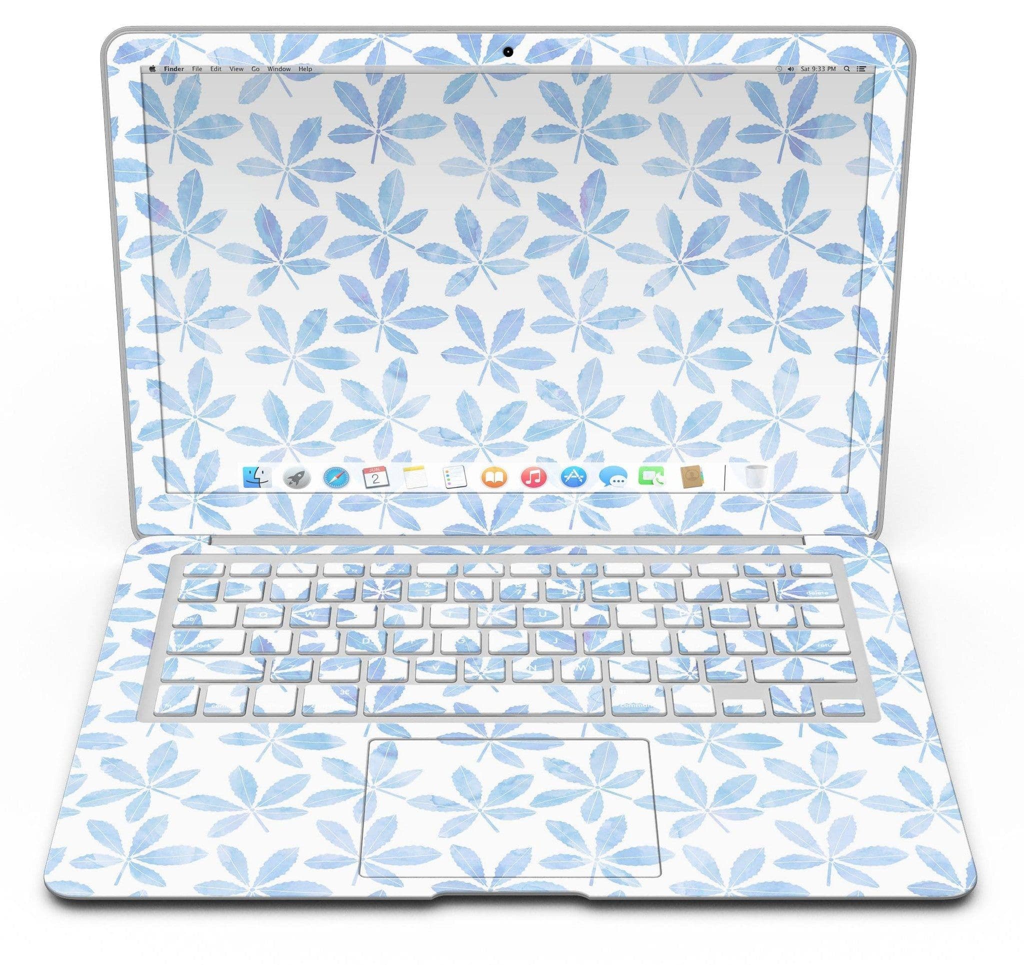 image-Blue Watercolor Leaves - MacBook Air Skin Kit