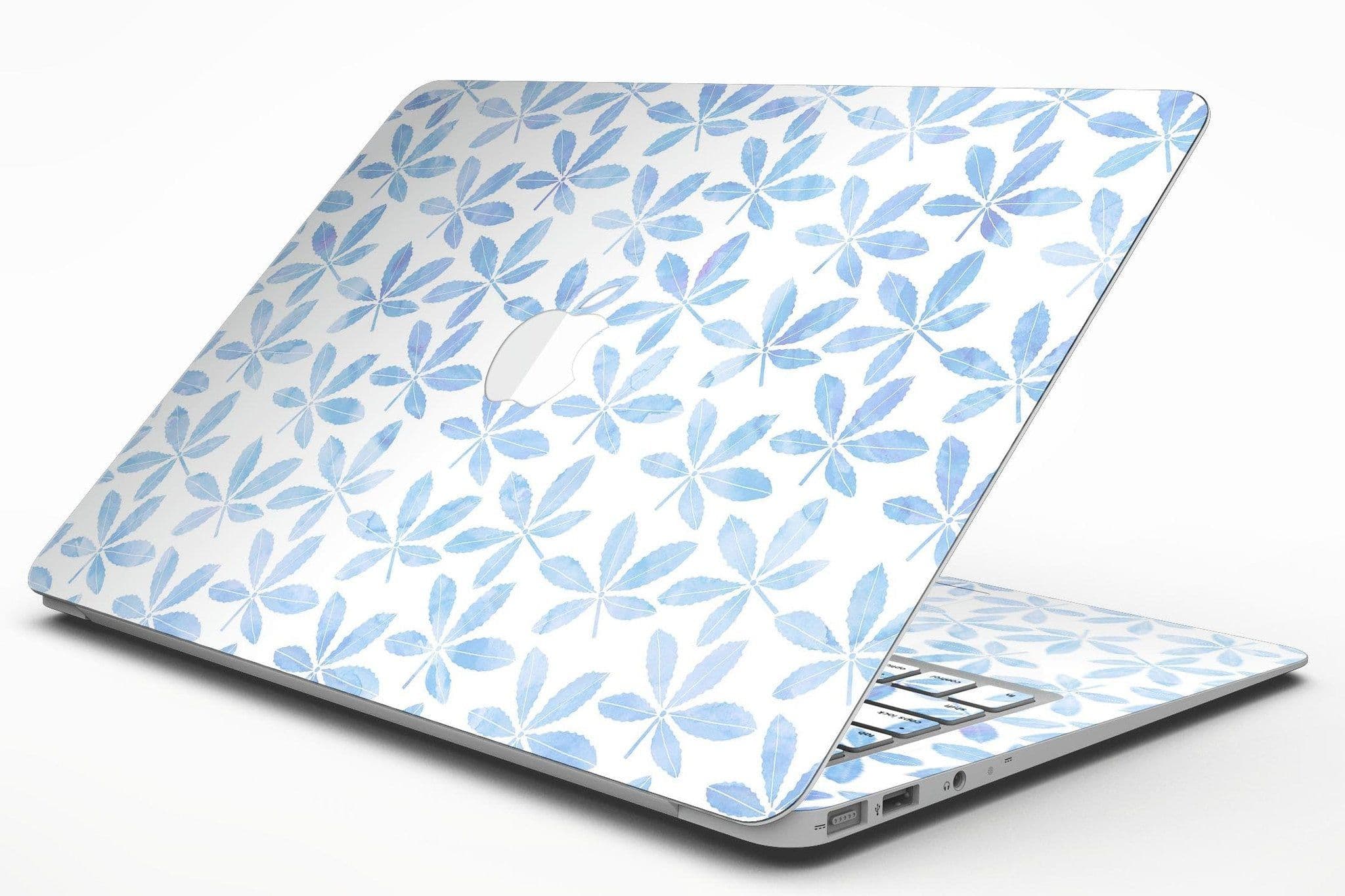 image-Blue Watercolor Leaves - MacBook Air Skin Kit