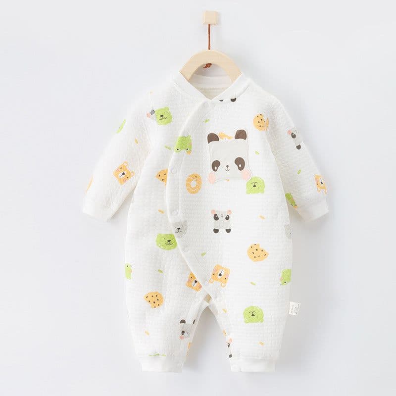 image-Cotton Thermal Clip Silk Onesie Newborn Climbing Baby Clothes