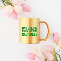 image-Dad Jokes I Think You Mean Rad Jokes Gold & Silver Mug