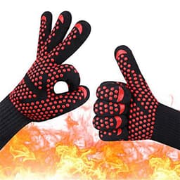 image-Fireproof BBQ Gloves - 800°F Heat Resistant Silicone
