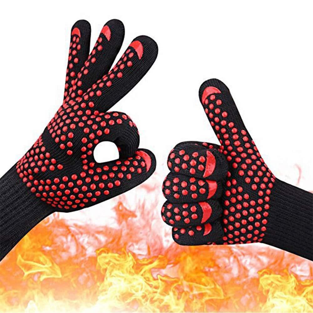 image-Fireproof BBQ Gloves - 800°F Heat Resistant Silicone
