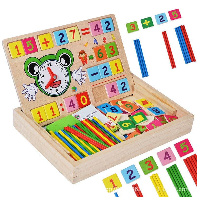image-Wooden Learning Box - Numbers Colors Math 4+