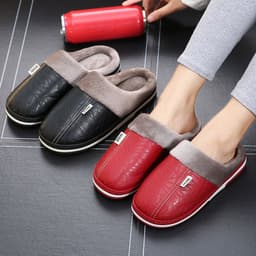 image-Unisex PU Leather Slippers - Navy Blue 46-47