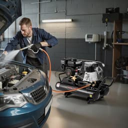 image-VEVOR 9 Gallon Twin-Tank Gas Powered Air Compressor, 6.5HP 9CFM Gas Driven Air Compressor Tank on Wheel, Max 115PSI Piston Pump Air-Compressed System for Tire Inflation, Auto Repairs, Spray Painting