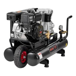 image-VEVOR 9 Gallon Twin-Tank Gas Powered Air Compressor, 6.5HP 9CFM Gas Driven Air Compressor Tank on Wheel, Max 115PSI Piston Pump Air-Compressed System for Tire Inflation, Auto Repairs, Spray Painting