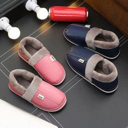 image-Cotton Slippers - Navy Blue Small Size