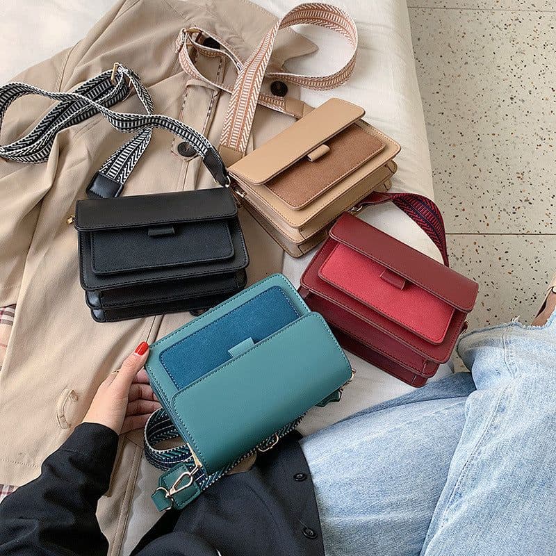 image-Small Square Bag PU Black Shoulder Bag Women