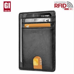 image-Genuine Leather RFID Card Holder - Black 8 Slot