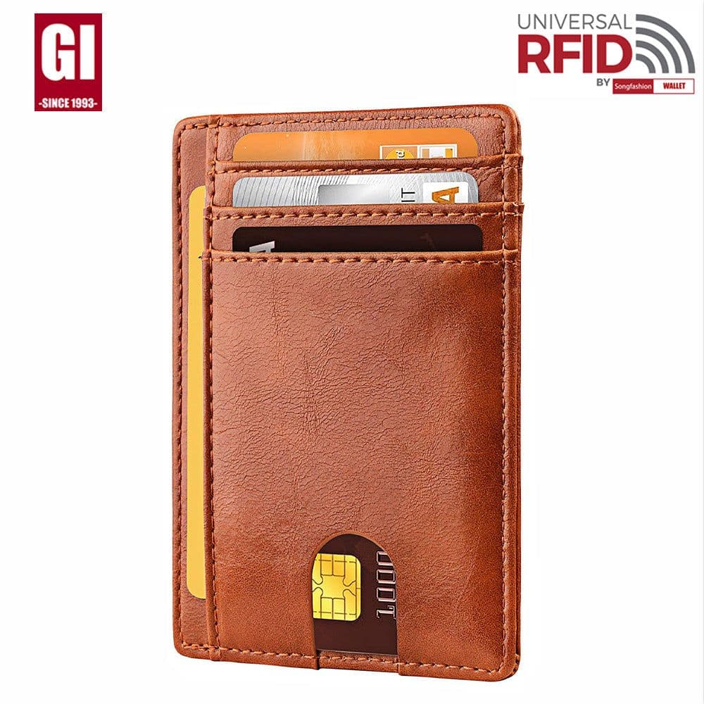 image-Genuine Leather RFID Card Holder - Black 8 Slot