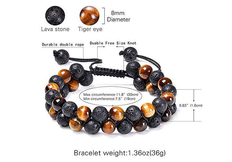 image-Tiger Eye Couple Bracelets Matte Black Agate Beads Bracelet
