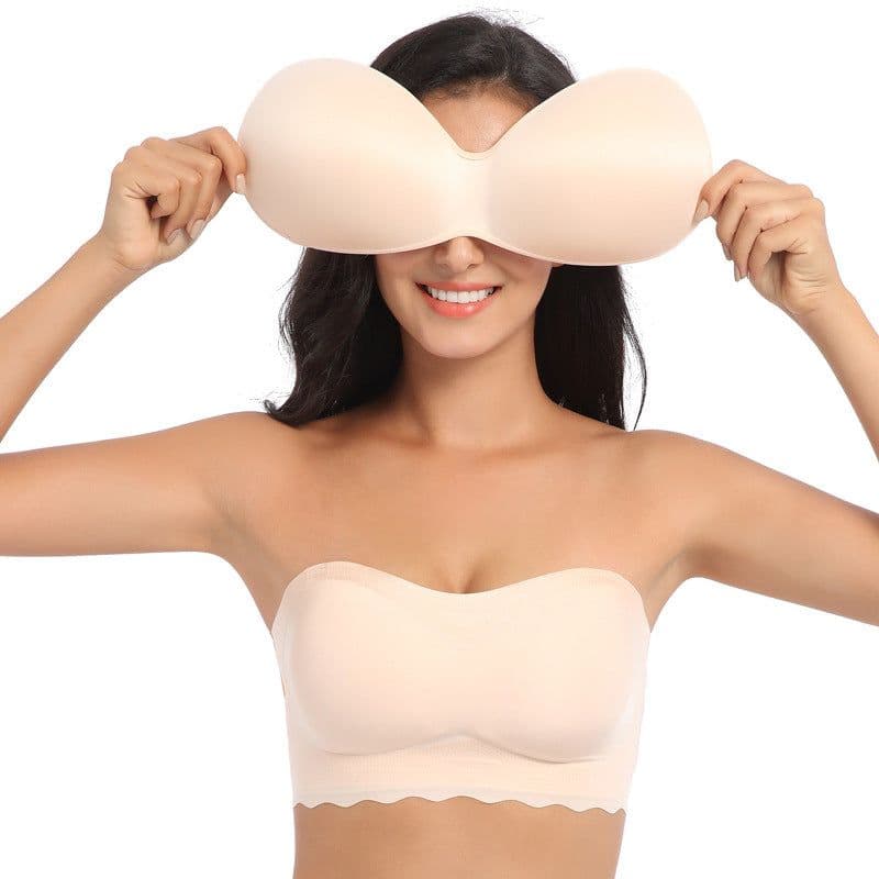 image-Flesh Colored Strapless Bra Back Closure Four Rows Buckles