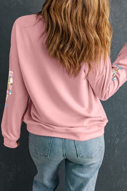 image-Pink Sequin Nutcracker Christmas Pullover Sweatshirt