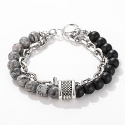 image-PINIYA Punk Style Geometric Men's Bracelet Black