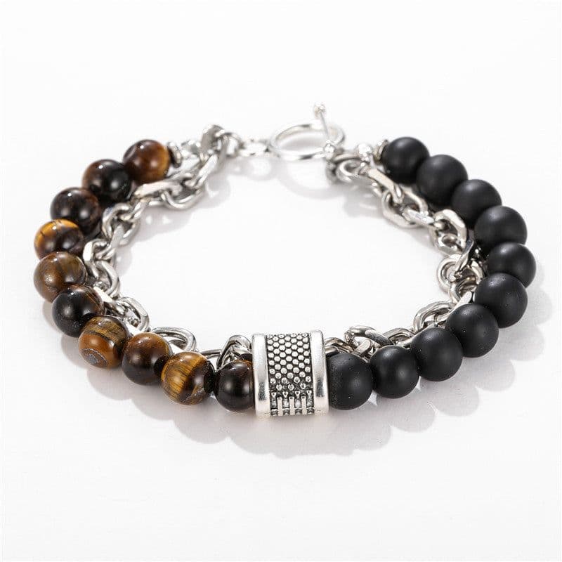 image-PINIYA Punk Style Geometric Men's Bracelet Black