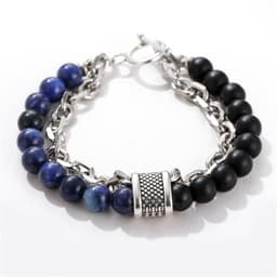 image-PINIYA Punk Style Geometric Men's Bracelet Black