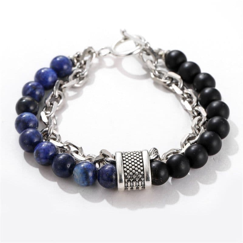 image-PINIYA Punk Style Geometric Men's Bracelet Black