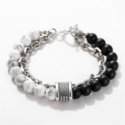image-PINIYA Punk Style Geometric Men's Bracelet Black