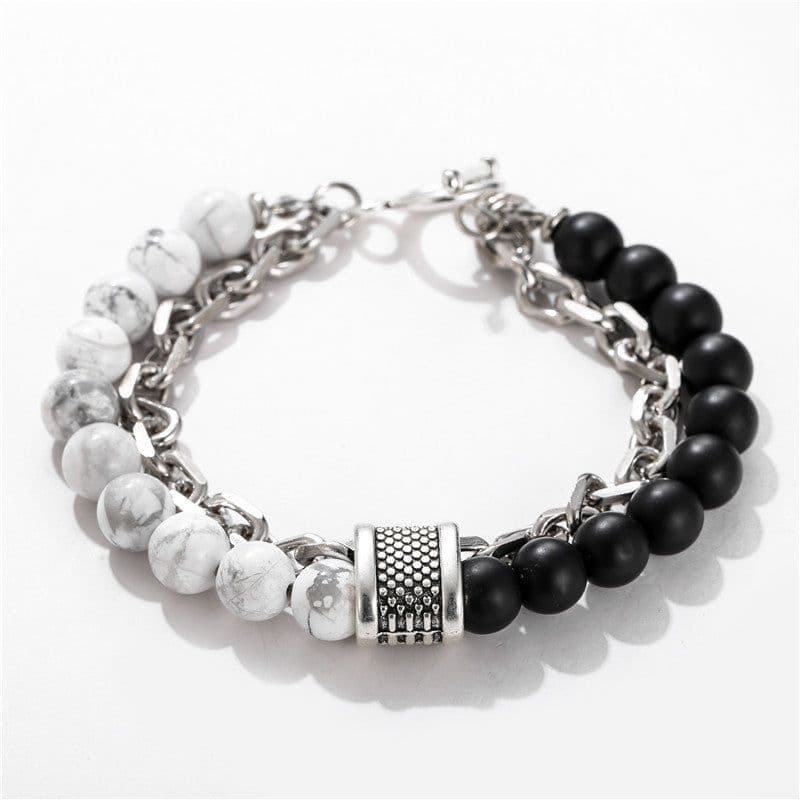 image-PINIYA Punk Style Geometric Men's Bracelet Black