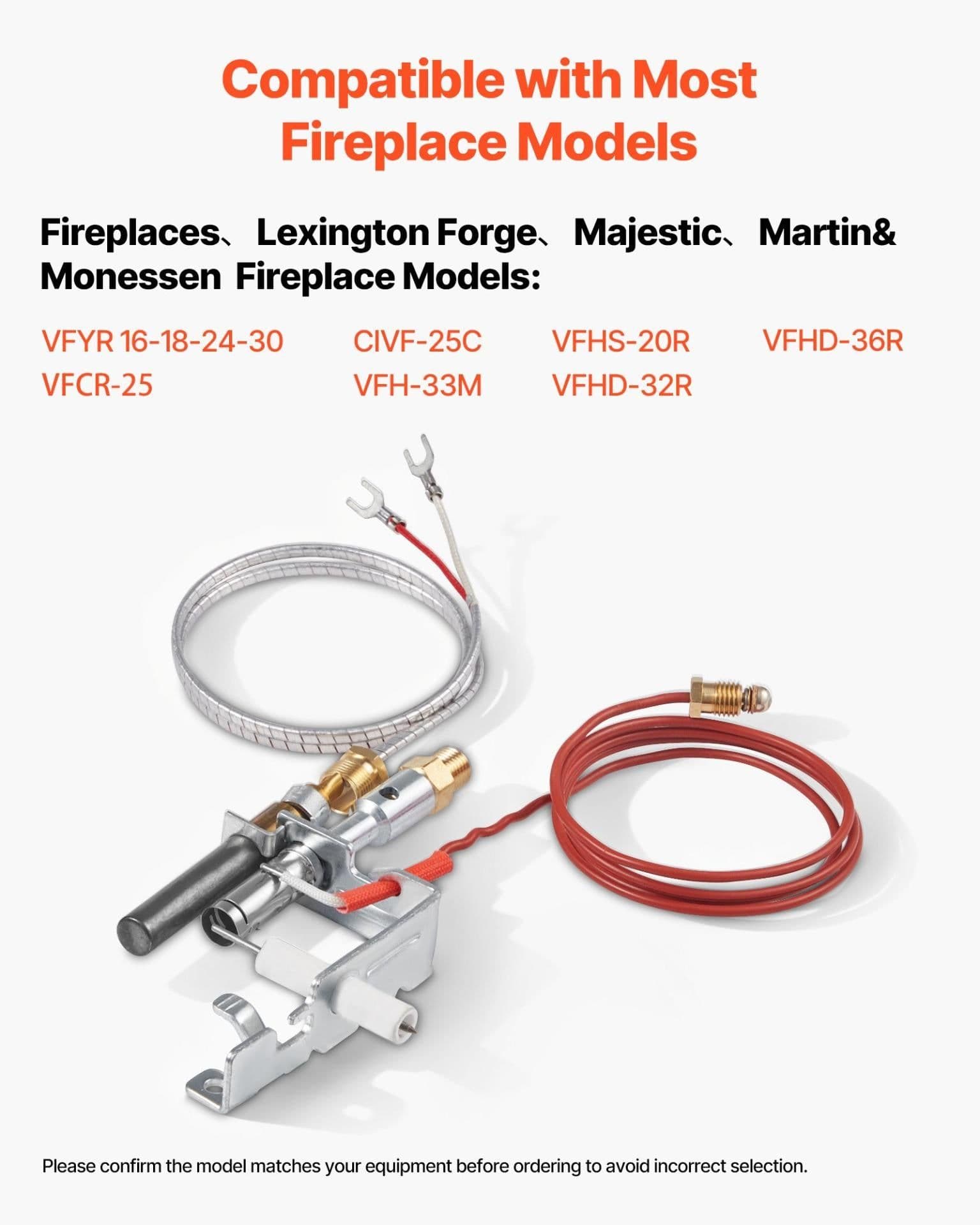 image-VEVOR Gas Pilot Assembly, OE 14D0477, LPG8404, SRV14D0477 Fireplace Gas Pilot Assembly Kit, LPG Ignition Replacement, Compatible with Lexington Forge, Majestic, Martin, Monessen Models