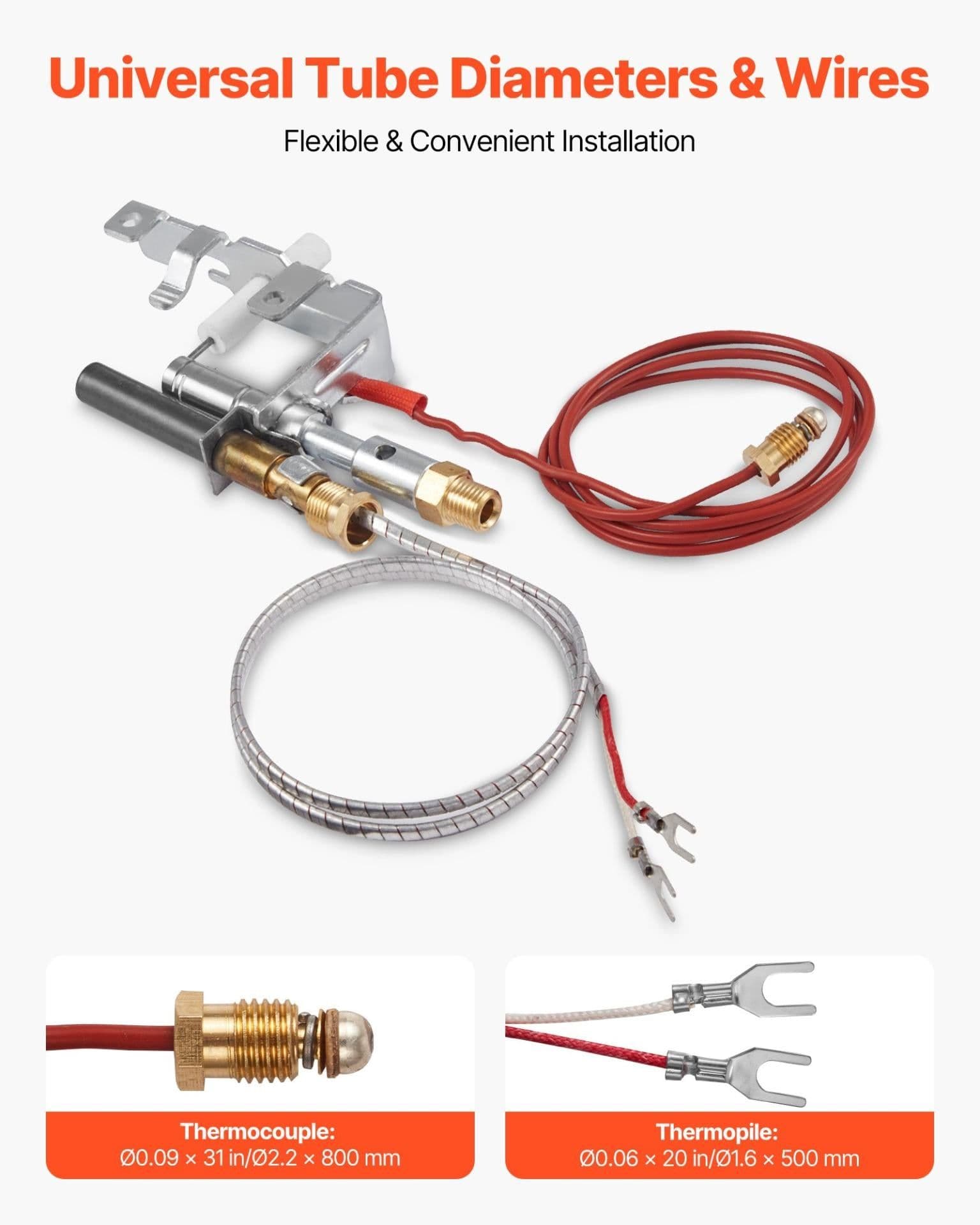 image-VEVOR Gas Pilot Assembly, OE 14D0477, LPG8404, SRV14D0477 Fireplace Gas Pilot Assembly Kit, LPG Ignition Replacement, Compatible with Lexington Forge, Majestic, Martin, Monessen Models