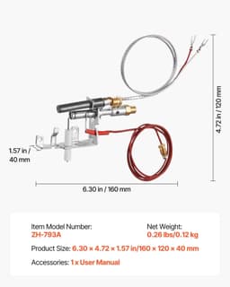 image-VEVOR Gas Pilot Assembly, OE 14D0477, LPG8404, SRV14D0477 Fireplace Gas Pilot Assembly Kit, LPG Ignition Replacement, Compatible with Lexington Forge, Majestic, Martin, Monessen Models