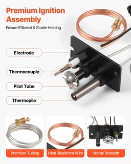 image-VEVOR Gas Pilot Assembly, OE 69L17, 69L1701, 904405, J4117, 108084-02 Fireplace Gas Pilot Assembly Kit, Natural Gas Ignition Replacement, Compatible with Lennox, Superior, Astria Models, Black