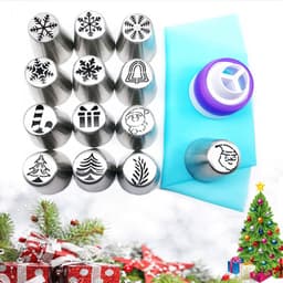 image-Stainless Steel Christmas Piping Nozzle Set 15pcs - Cream Decor Tools