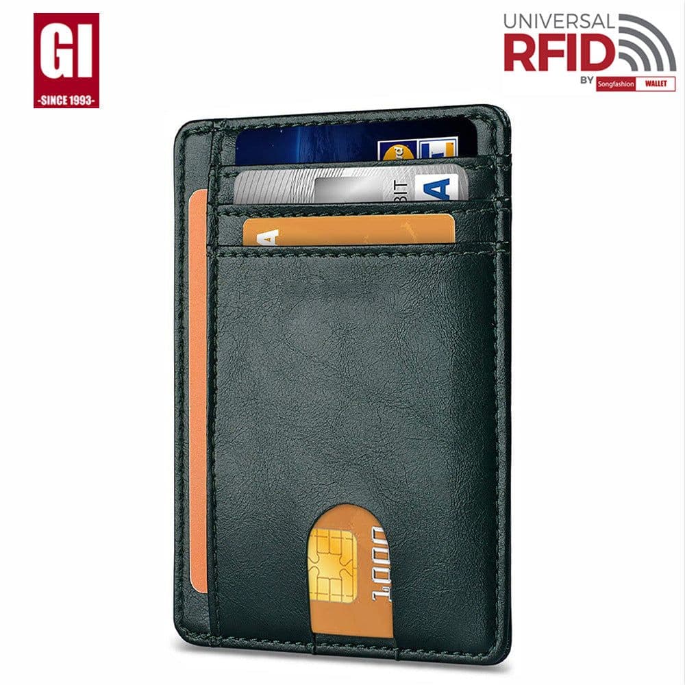 image-Genuine Leather RFID Card Holder - Black 8 Slot