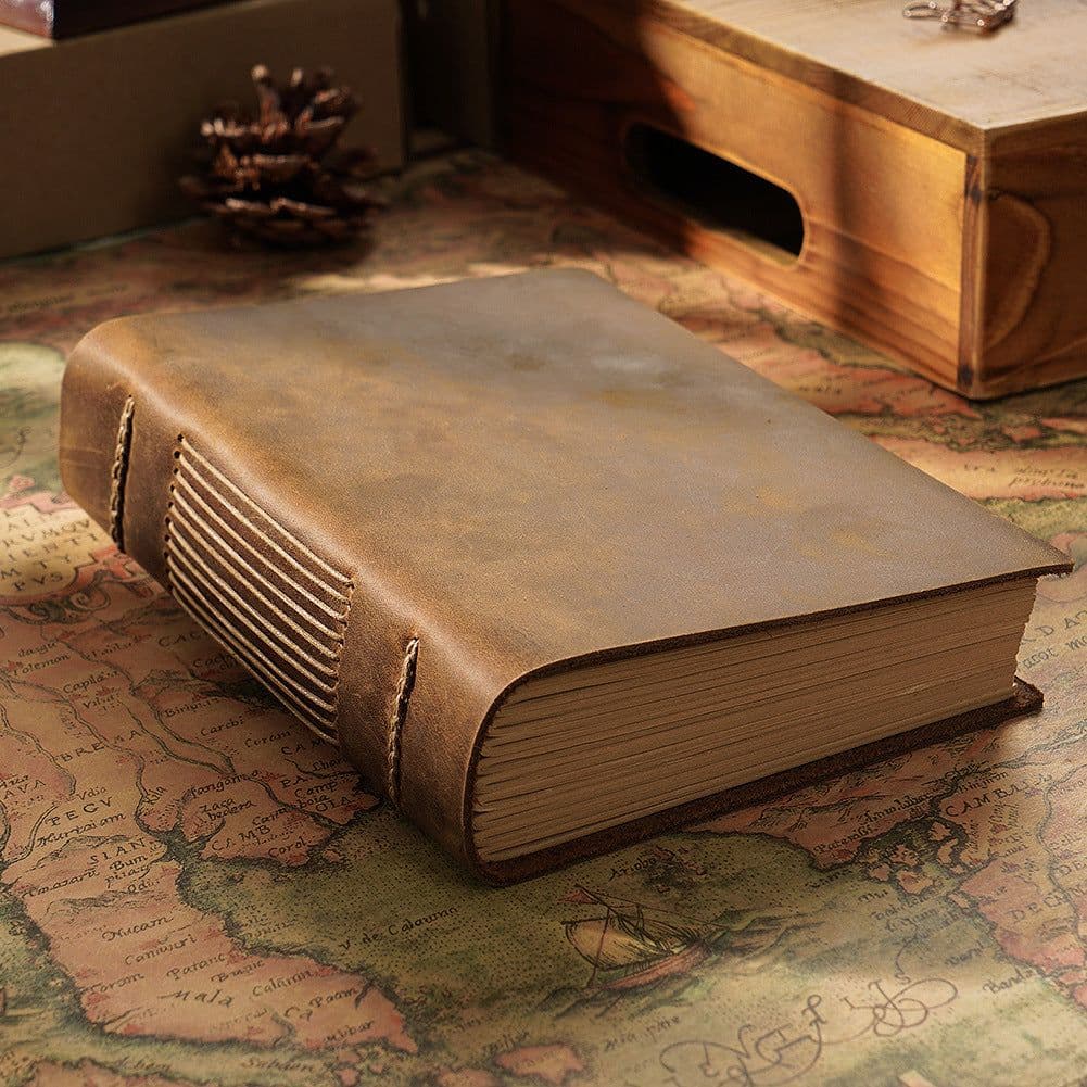 image-Handmade Cowhide Sketchbook - Genuine Leather Notepad Diary Gift Ready Stock