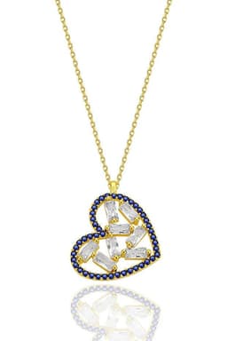 image-925 Sterling Silver Heart Pendant – Crystal Diamond Style Necklace