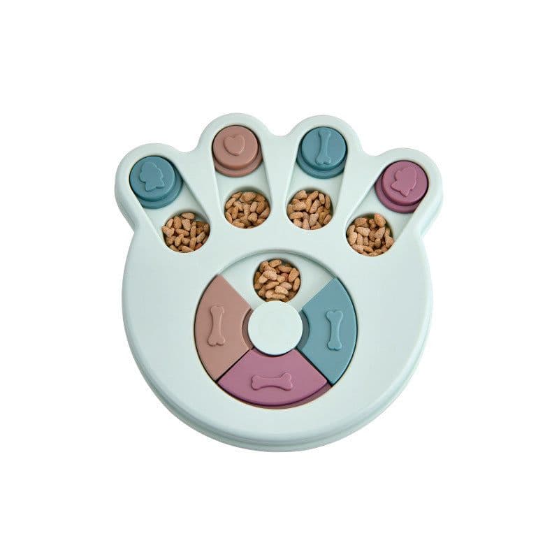 image-Dog Food Puzzle Bowl - Pink Paw Print Slow Feeder
